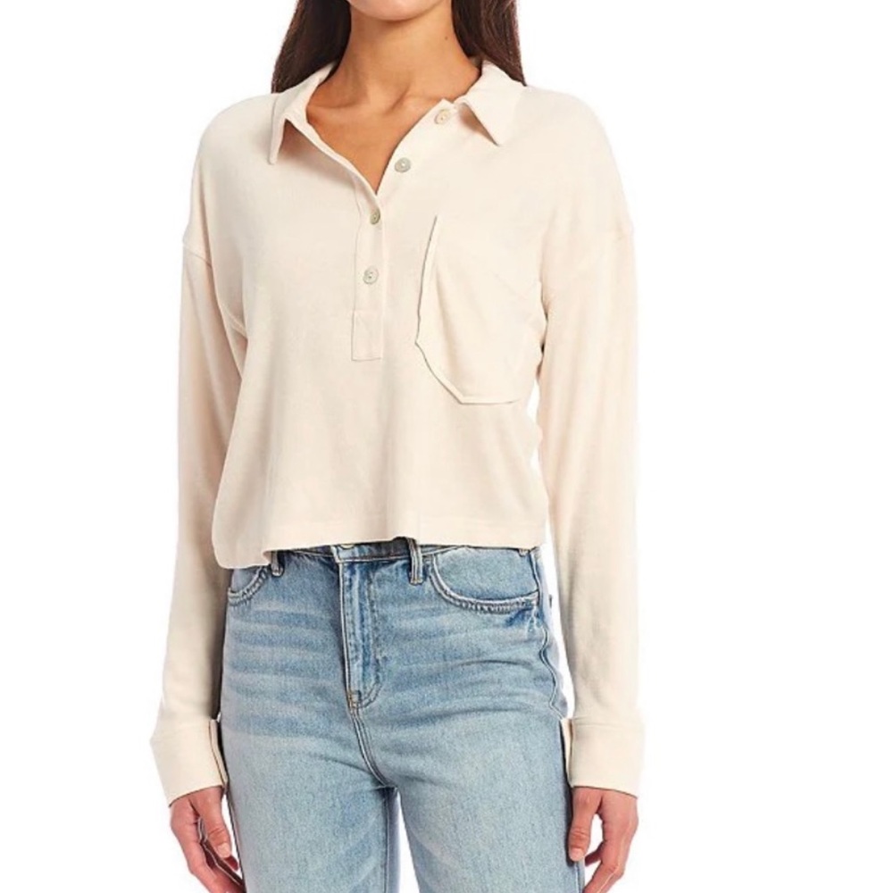 Every four button long sleeve pocket cropped top women’s size XL NWT